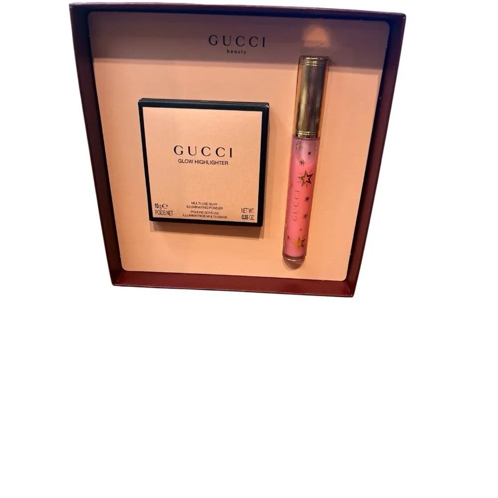 Gucci Beauty Opal Pink Highlighter (04) & Bertha Pink Lip Gloss (219) Set NIB